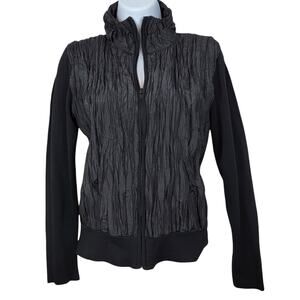 Ravel Futurecore Black Crinkle Tencel Zip Front Jacket  - Size M